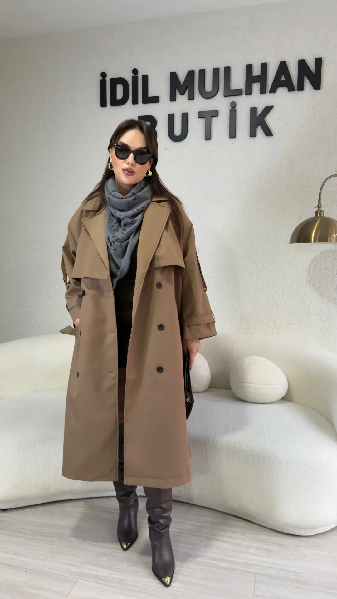 Düğme Detaylı Trençkot - Mocca