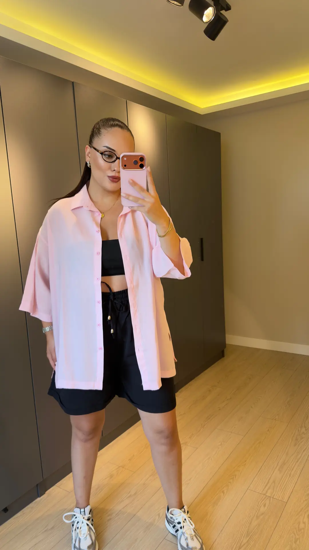 Tensel Kumaş Rahat Kalıp Gömlek - Pudra Pembe