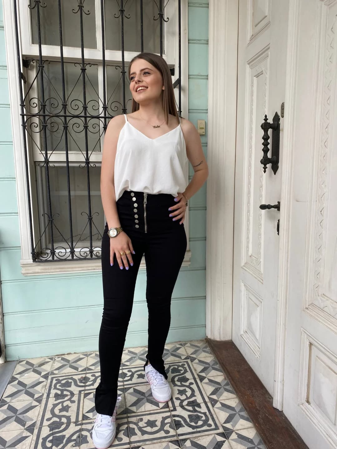 Denim Düğme Detaylı Pantolon