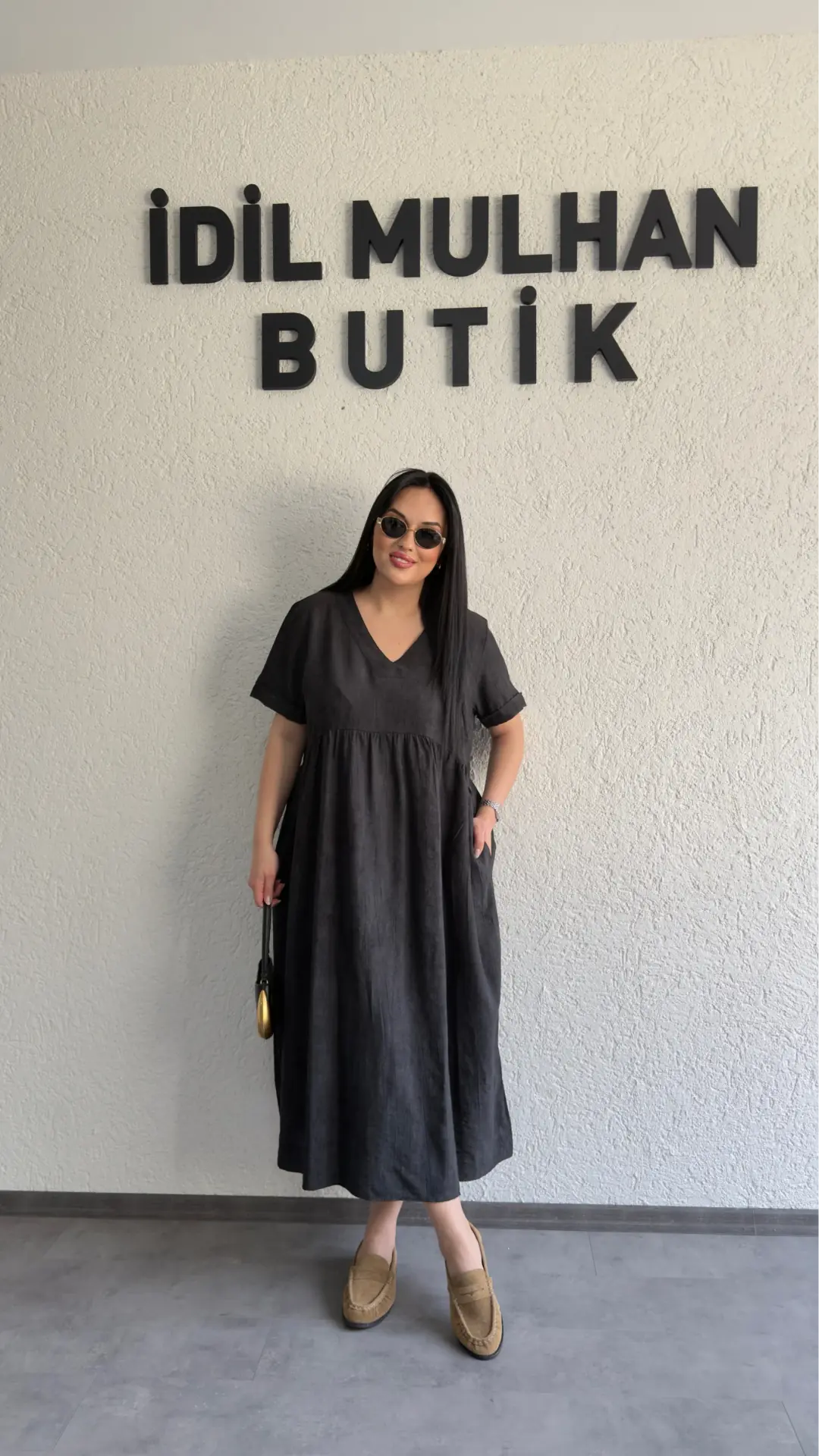Batik Desenli Dökümlü Elbise