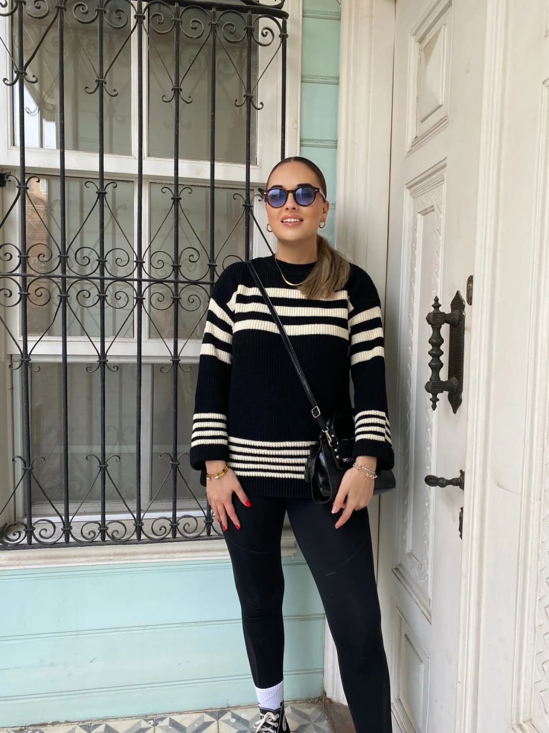 Oversize Çizgili Triko Kazak