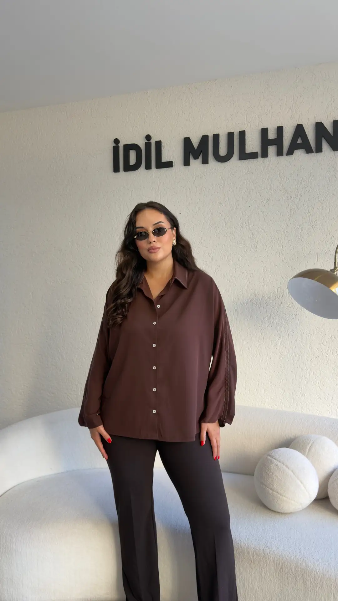 Zr Model Çizgi Dikiş Detaylı Gömlek - Kahverengi