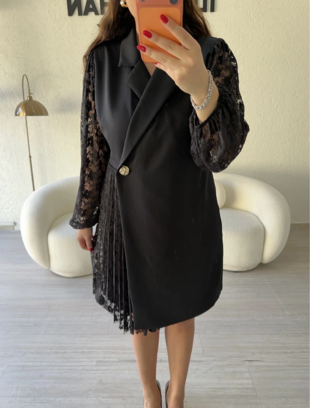 Kruvaze Kesim Dantelli Premium Elbise
