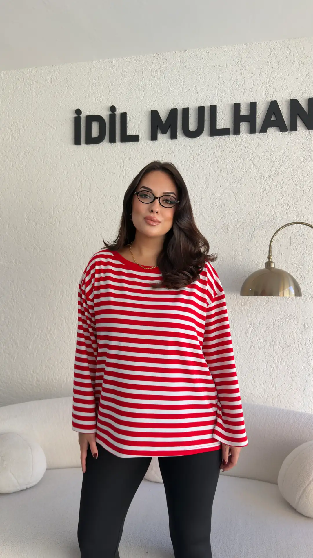 Çizgili Sweatshirt - Kırmızı
