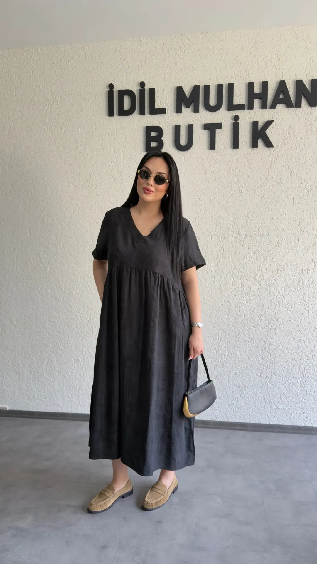 Batik Desenli Dökümlü Elbise