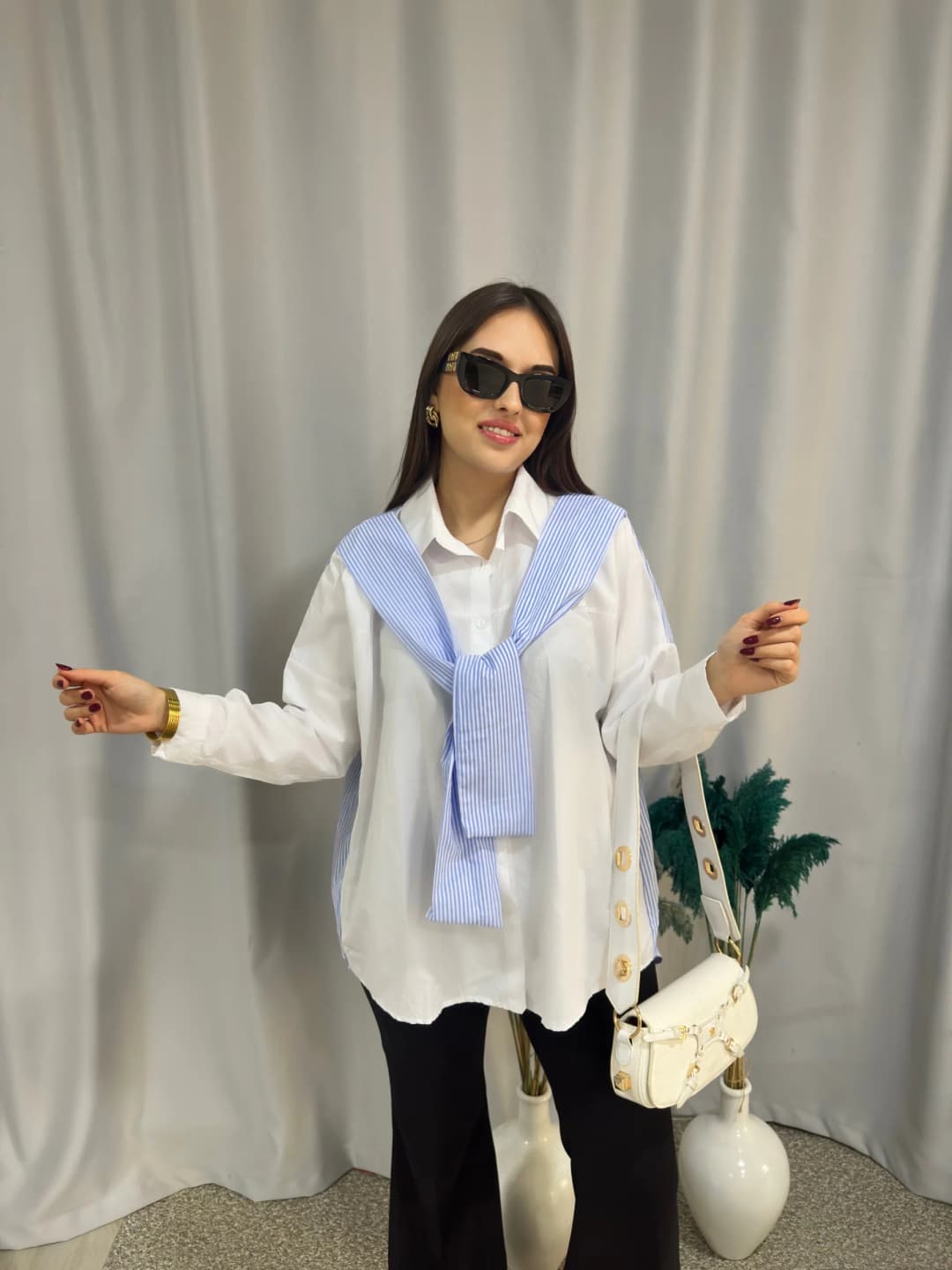 Bağlama Detaylı Oversize Gömlek