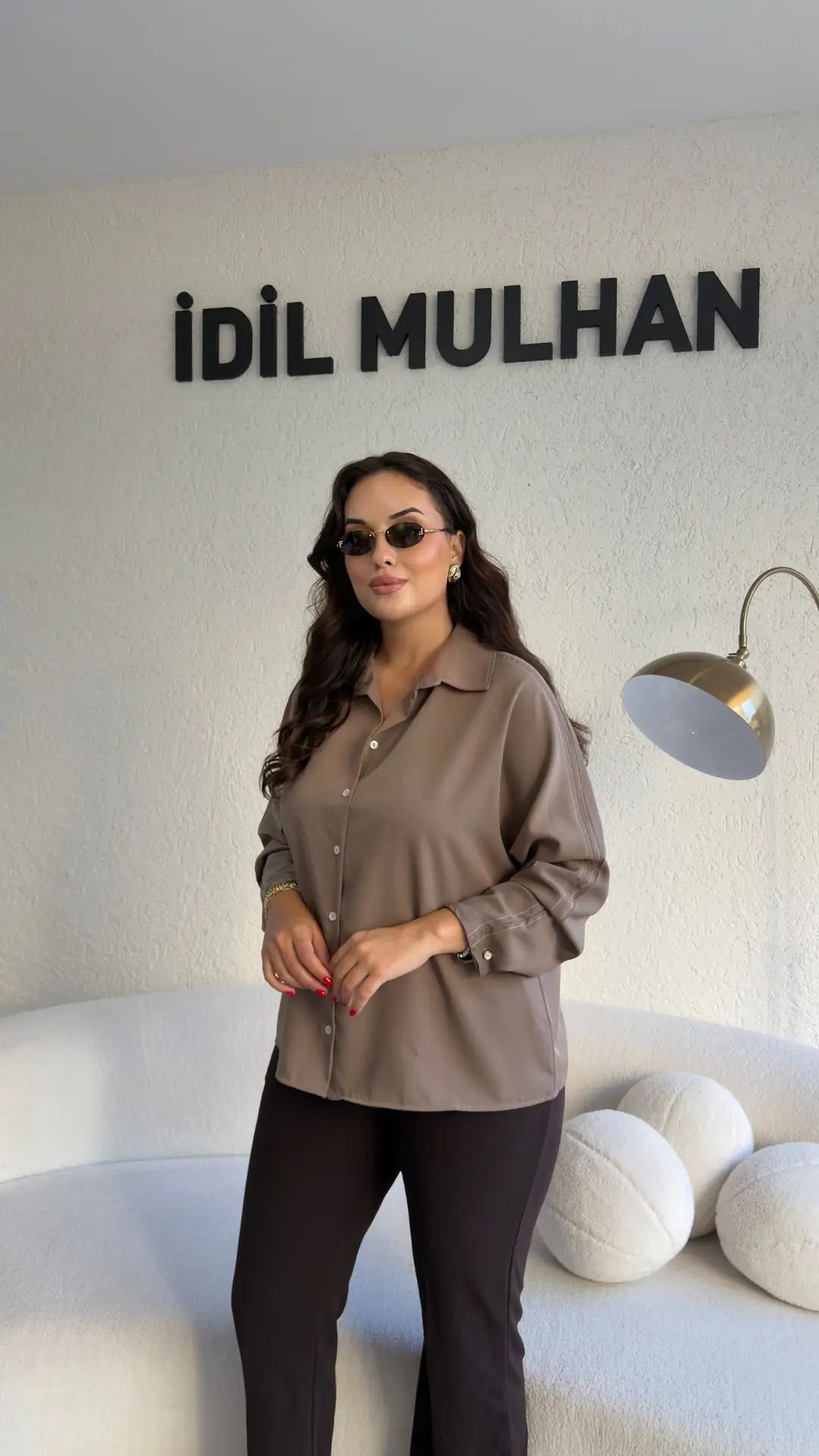 Zr Model Çizgi Dikiş Detaylı Gömlek - Vizon