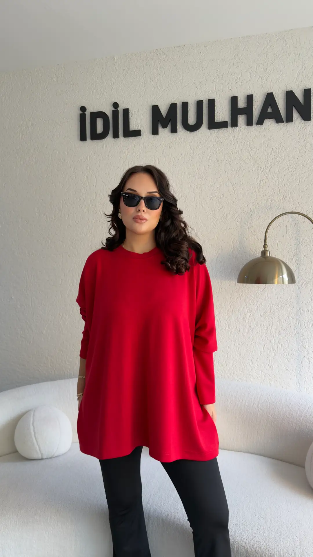 Yan Yırtmaçlı Rahat Kalıp Sweatshirt - Bordo