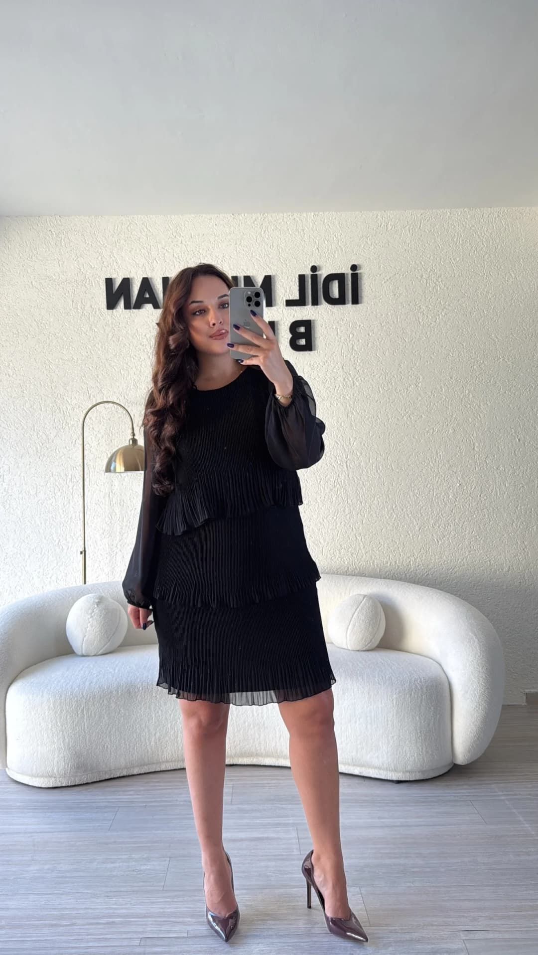 Şifon Kol Piliseli Elbise