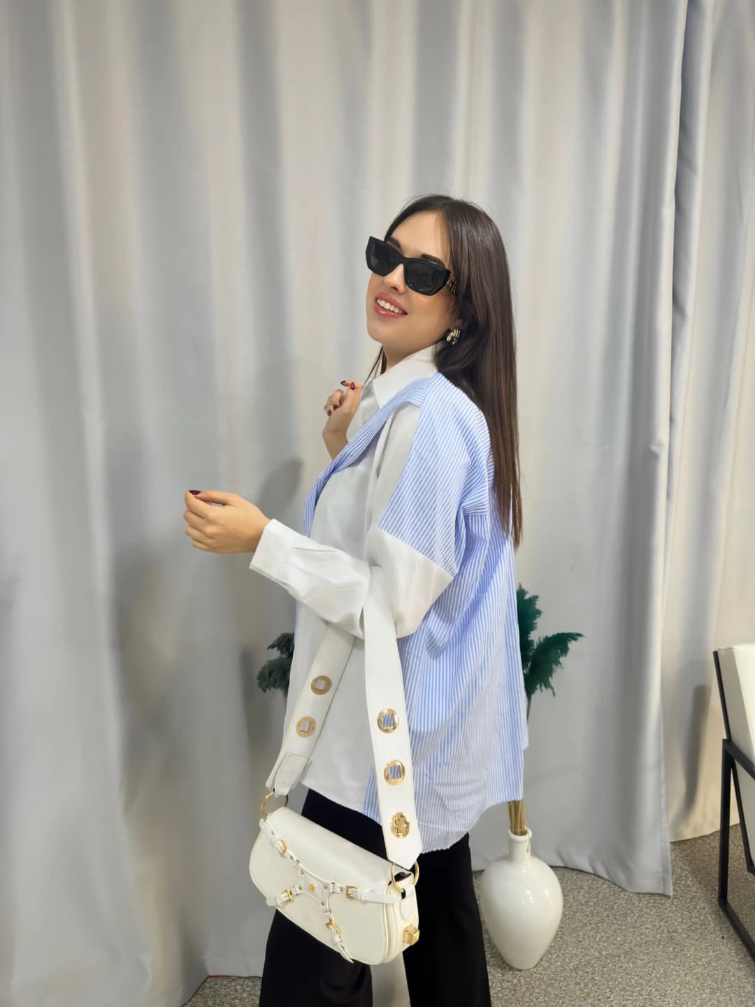 Bağlama Detaylı Oversize Gömlek
