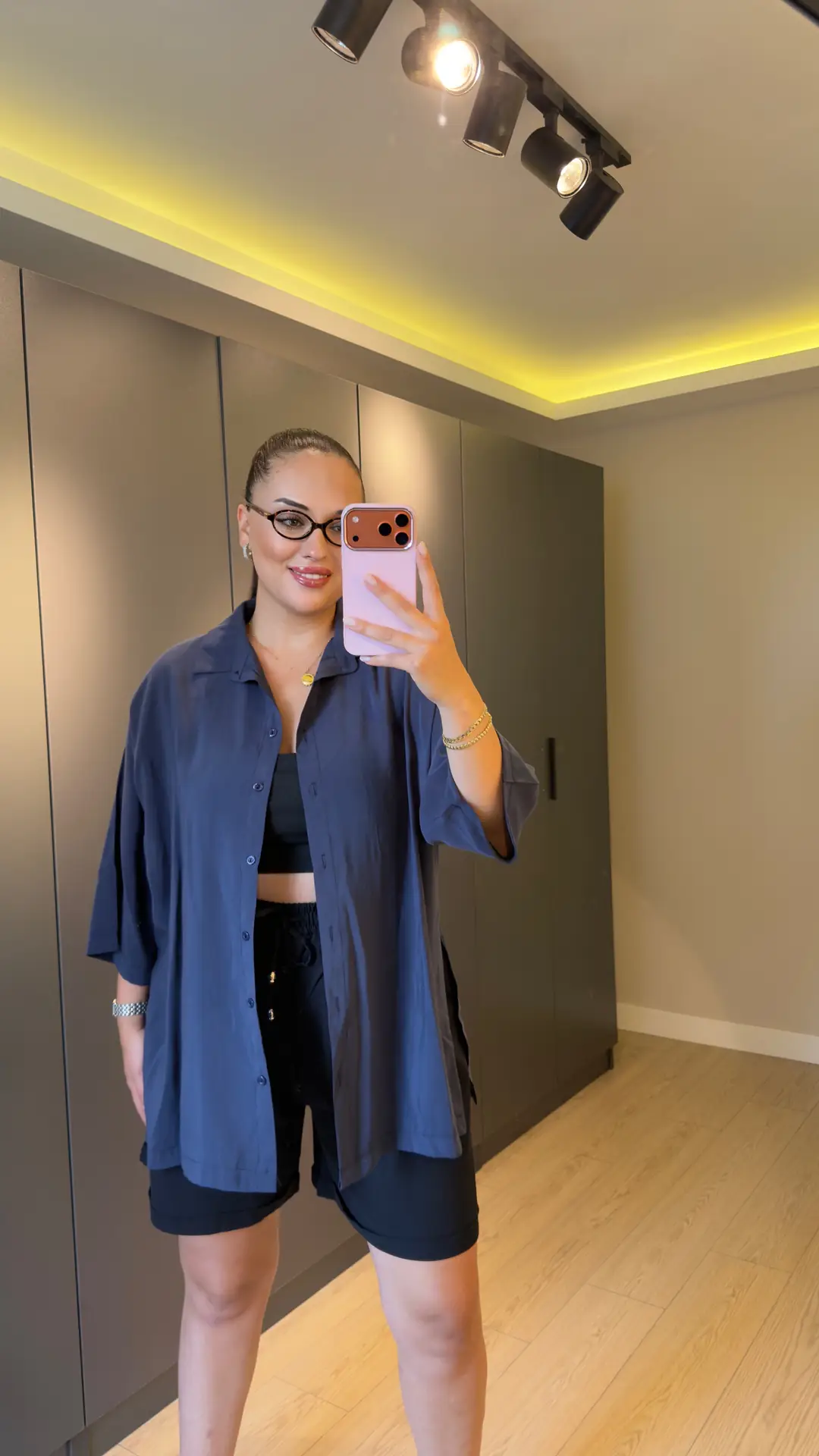 Tensel Kumaş Rahat Kalıp Gömlek - Lacivert