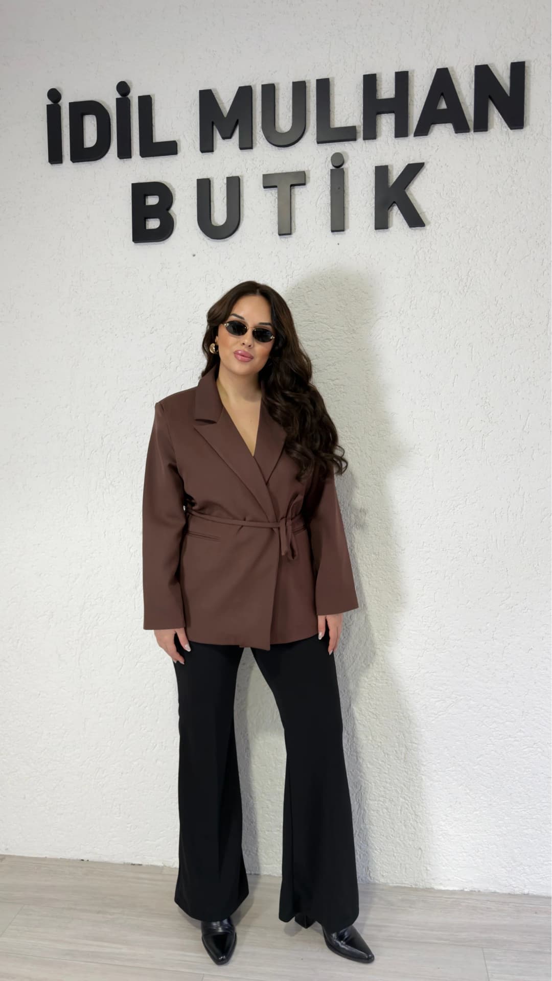 Bağlama Detaylı Blazer Ceket - Kahverengi