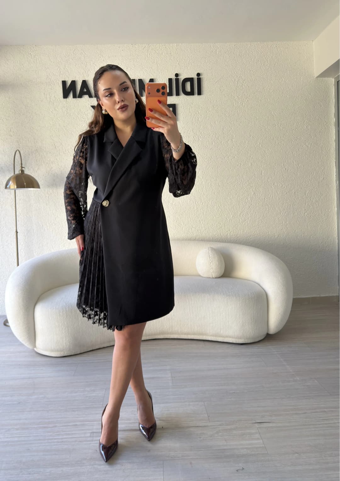 Kruvaze Kesim Dantelli Premium Elbise