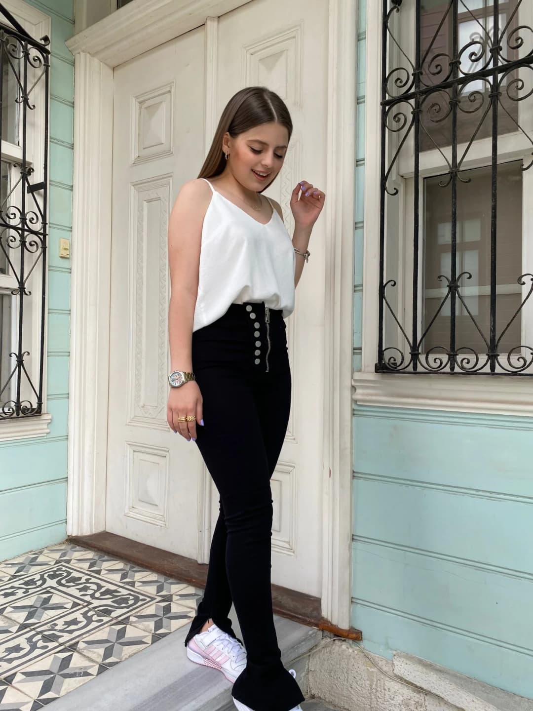 Denim Düğme Detaylı Pantolon