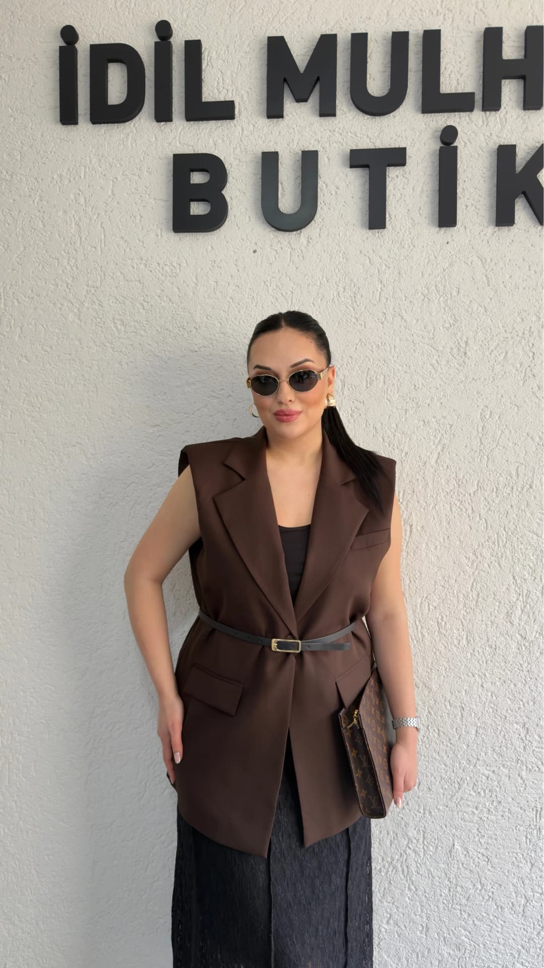Vatkalı Premium Blazer Yelek - Kahverengi