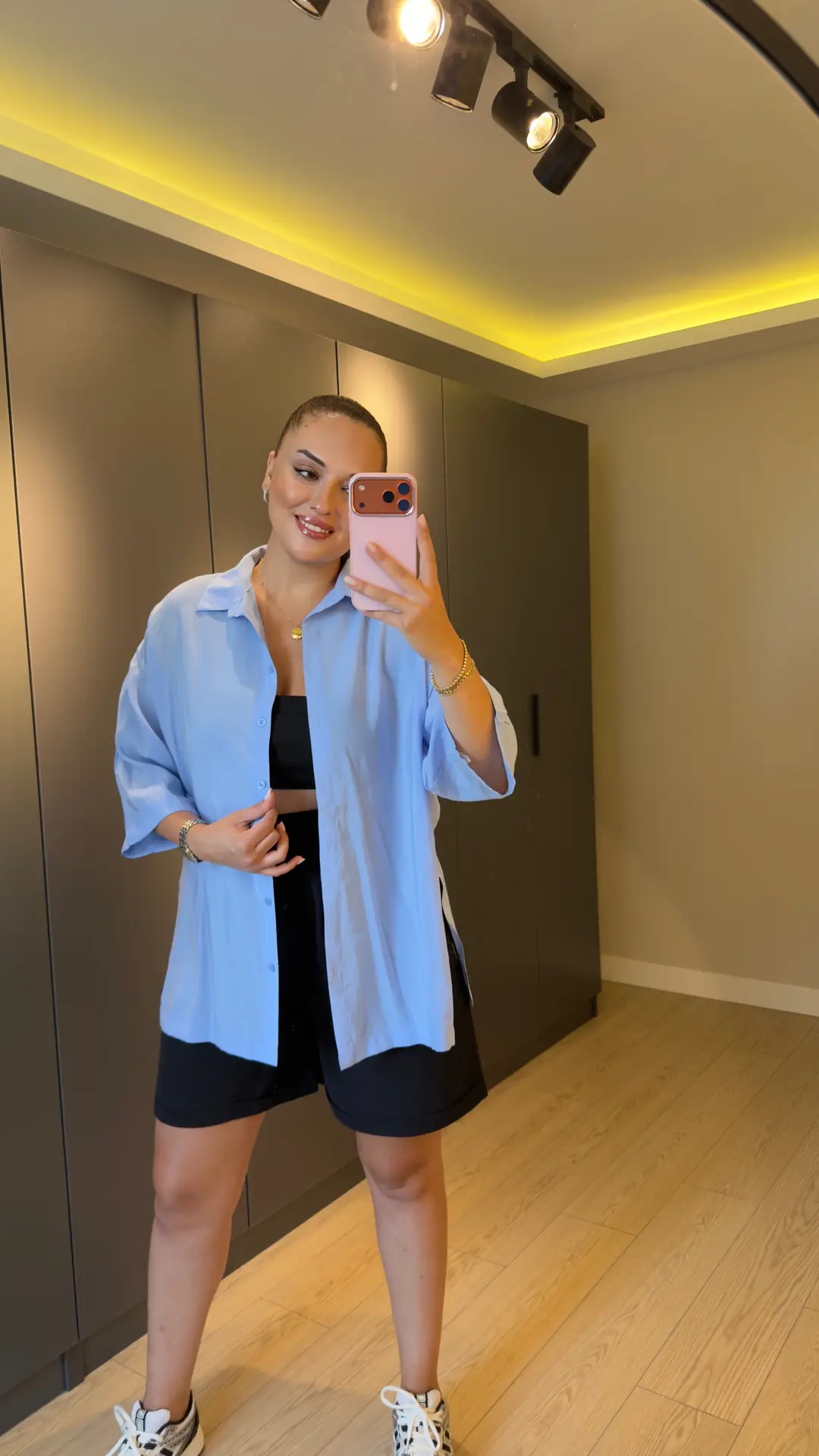 Tensel Kumaş Rahat Kalıp Gömlek - Bebe Mavi