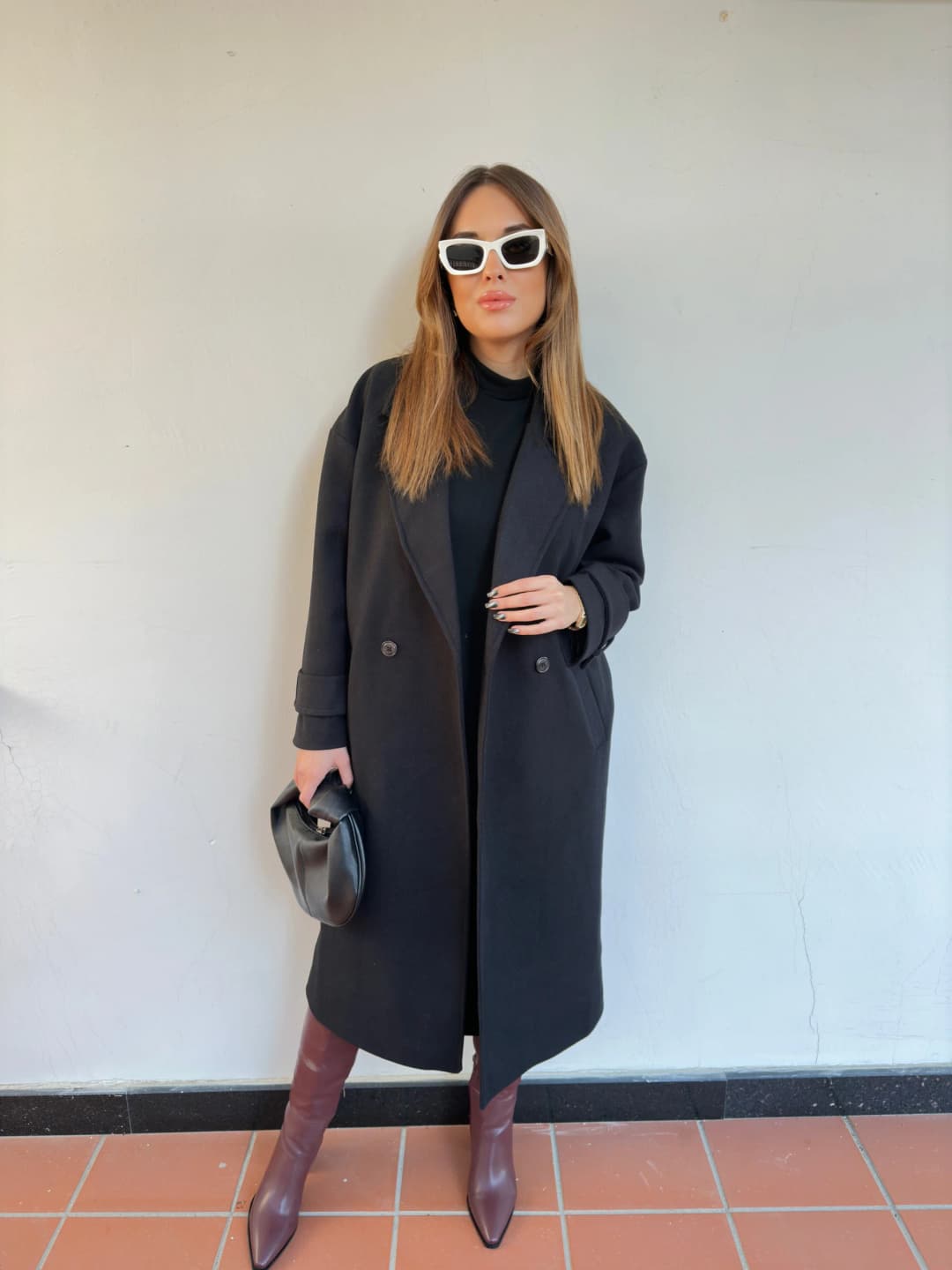 Oversize Kruvaze Kaşe Kaban