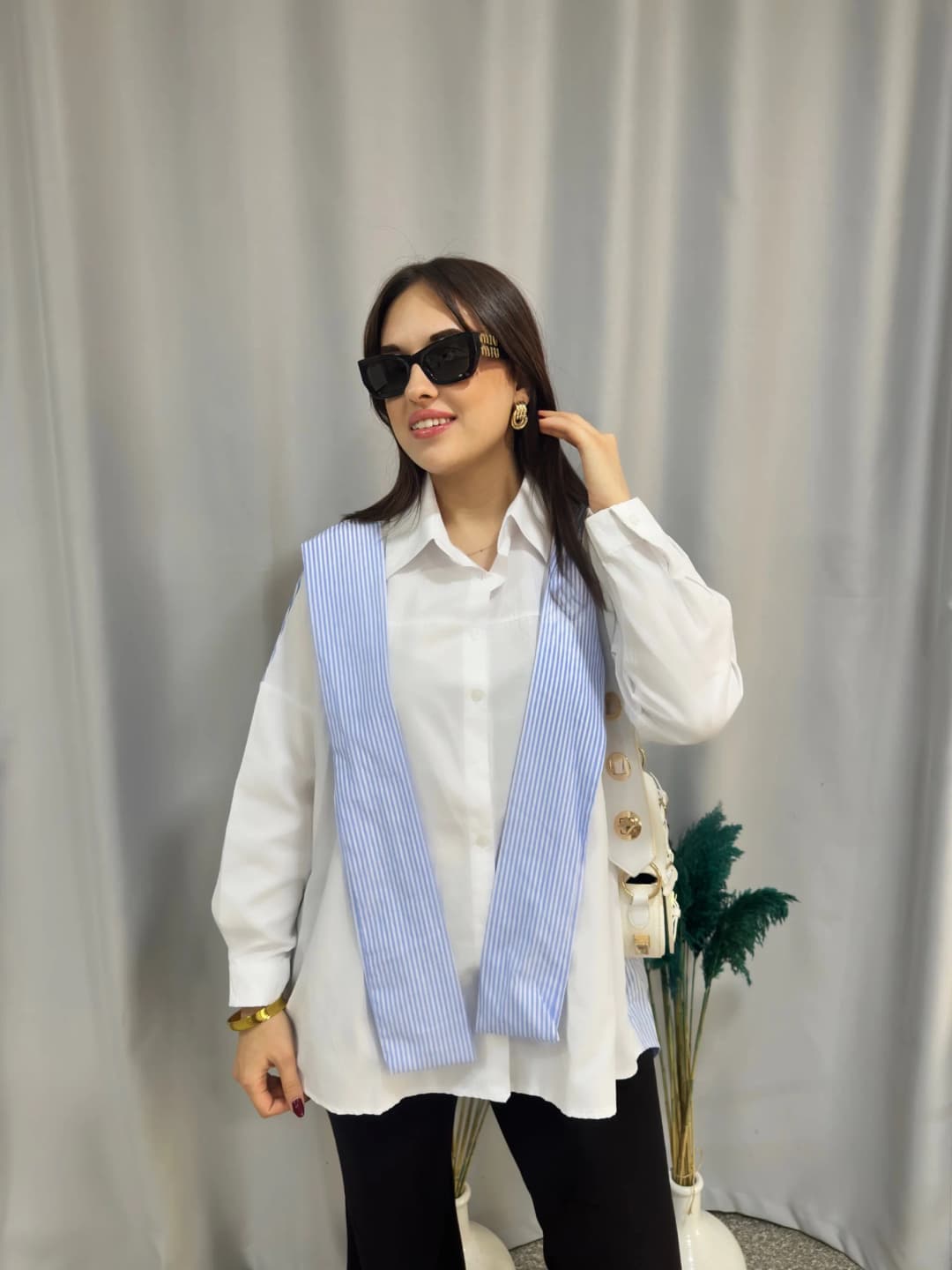 Bağlama Detaylı Oversize Gömlek