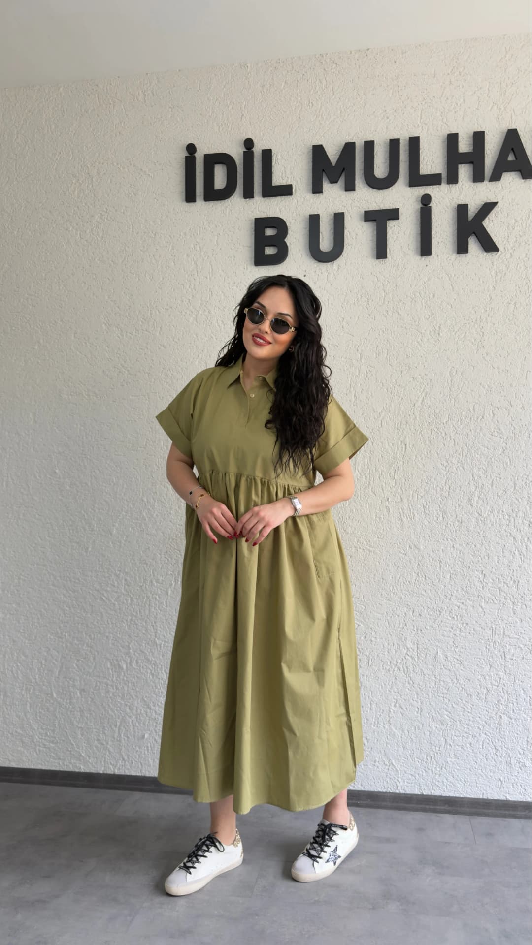 Cep Detaylı Poplin Elbise