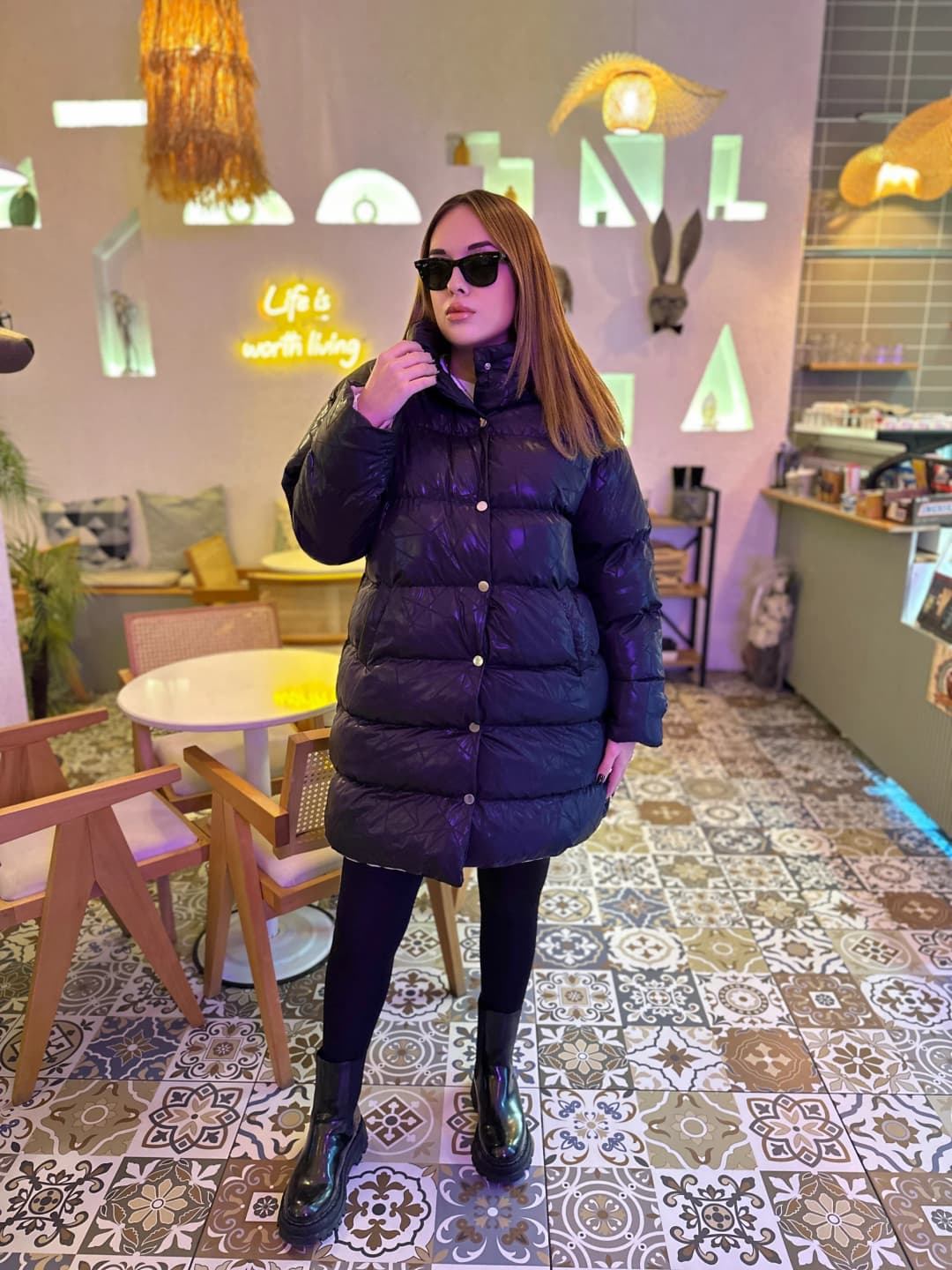 Astarlı Şişme Mont - Siyah