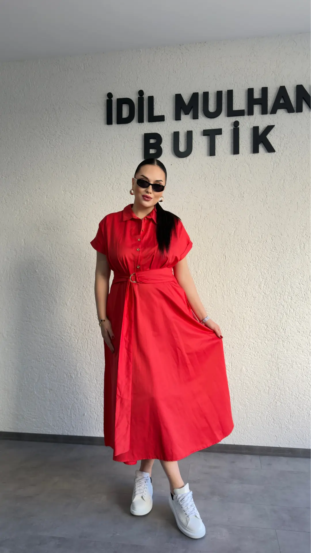 Poplin Kuşaklı Gömlek Elbise